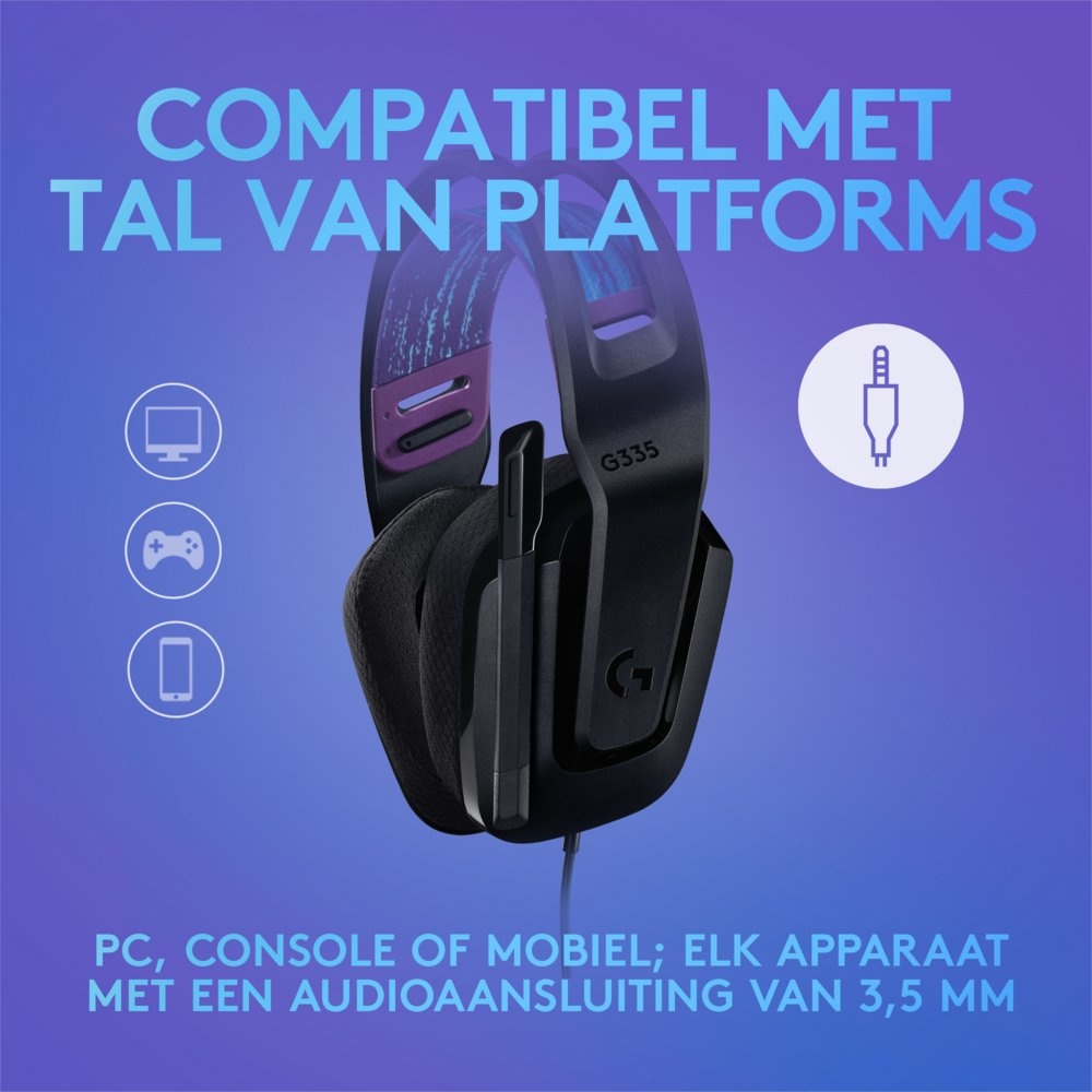 G G335 Wired Gaming Headset Bedraad Hoofdband Gamen Zwart