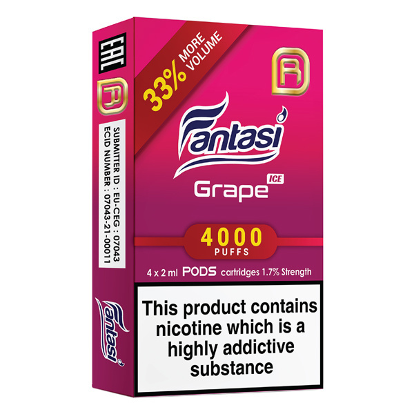 Fantasi NanoStix Pods- Grape Ice 4000puff - 4Pcs