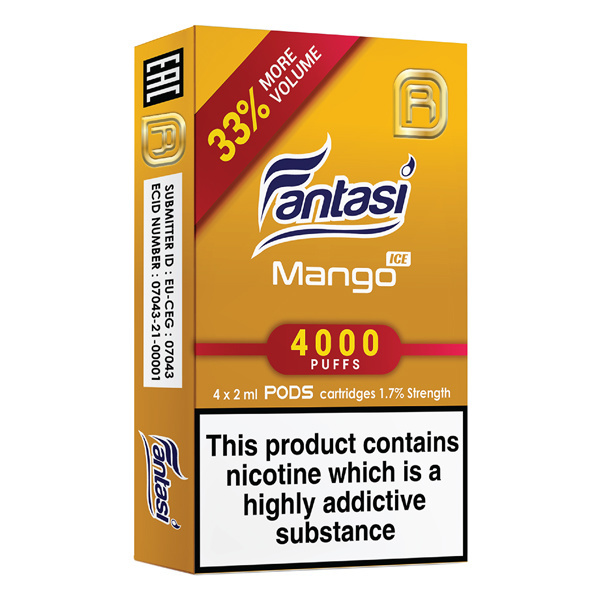 Fantasi NanoStix Pods- Mango Ice 4000puff - 4Pcs