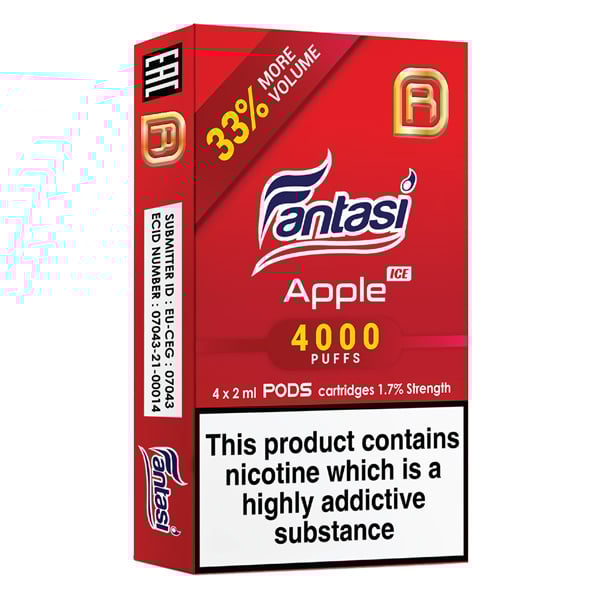 Fantasi NanoStix Pods- Apple Ice 4000puff - 4Pcs