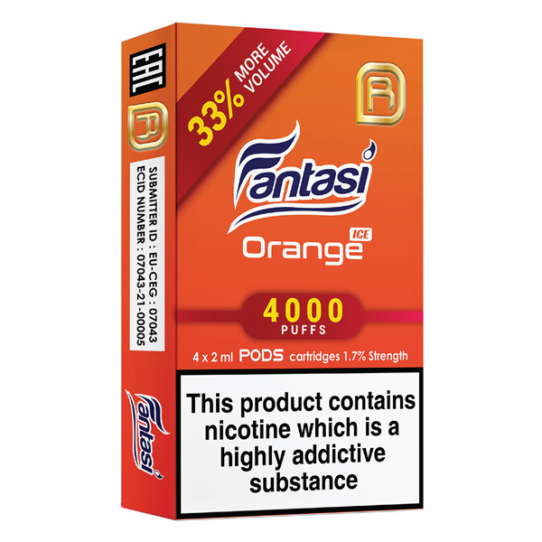 Fantasi NanoStix Pods - Orange Ice 4000puff - 4Pcs