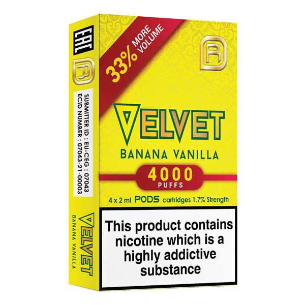 Velvet NanoStix Pods- Banana Vanilla 4000puff - 4Pcs