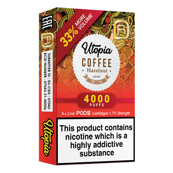 Utopia NanoStix Pods- Coffee Hazelnut 4000puff - 4Pcs