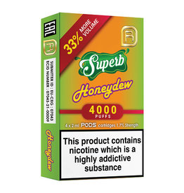 Superb NanoStix Pods- Honeydew 4000puff - 4Pcs