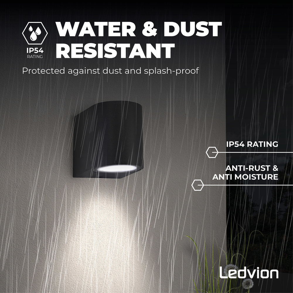 Ledvion Wandlamp buiten - Sacramento - Zwart Ledvion Wandlamp buiten - Sacramento - Zwart