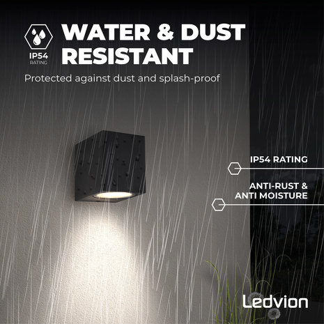 Ledvion Wandlamp buiten - San Diego zwart Ledvion Wandlamp buiten - San Diego zwart