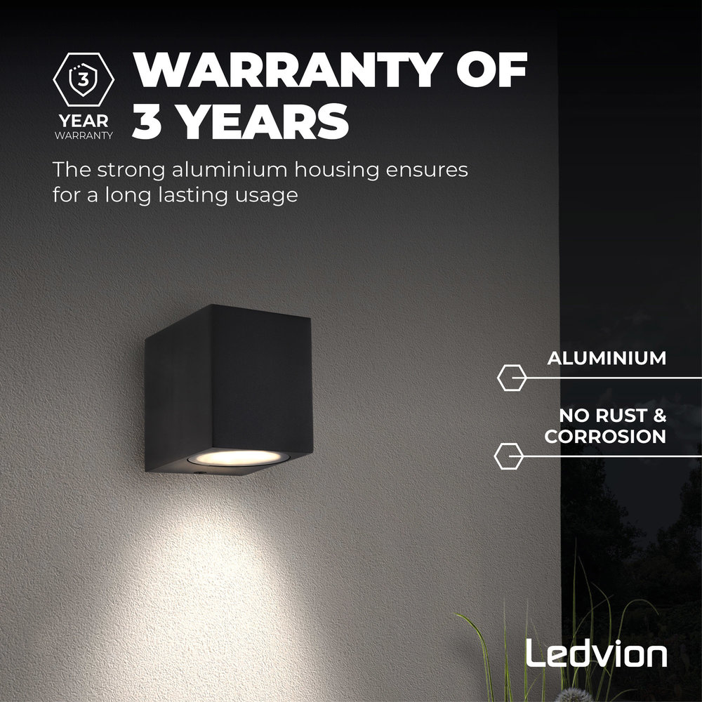 Ledvion Wandlamp buiten - San Diego zwart Ledvion Wandlamp buiten - San Diego zwart
