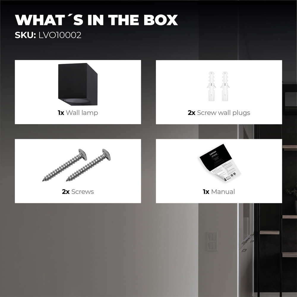 Ledvion Wandlamp buiten - San Diego zwart Ledvion Wandlamp buiten - San Diego zwart