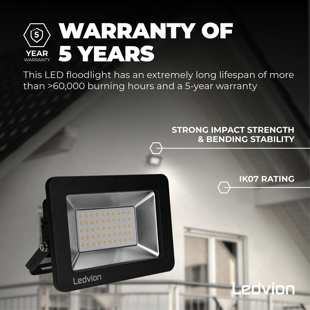 Ledvion LED Breedstraler 50W – 6000 Lumen – 4000K - Quick Connector - 5 Jaar garantie