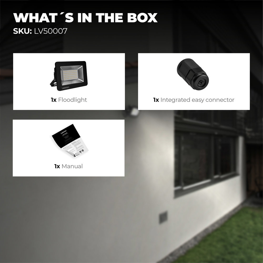 Ledvion Osram LED Breedstraler 50W – 6000 Lumen – 4000K - Quick Connector - 5 Jaar garantie