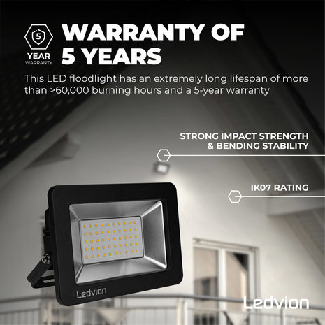 Ledvion LED Breedstraler 50W – 6000 Lumen – 6500K - Quick Connector - 5 Jaar garantie Ledvion LED Breedstraler 50W – 6000 Lumen – 6500K - Quick Connector - 5 Jaar garantie