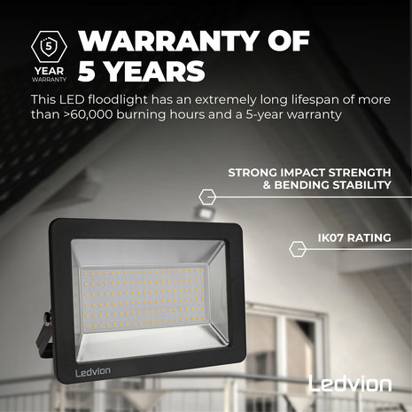 Ledvion LED Breedstraler 100W – 8500 Lumen – 4000K - Quick Connector - 5 Jaar garantie Ledvion LED Breedstraler 100W – 8500 Lumen – 4000K - Quick Connector - 5 Jaar garantie
