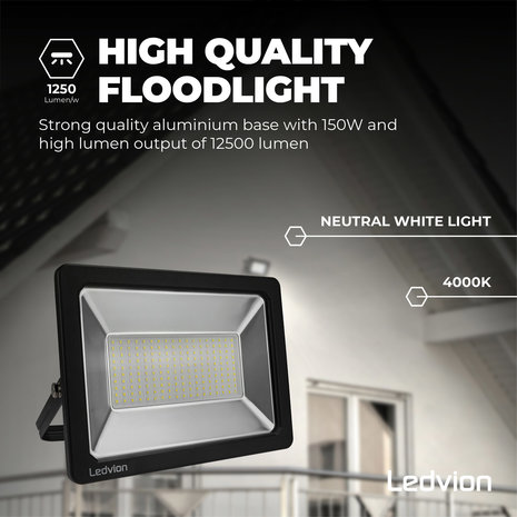 Ledvion LED Breedstraler 150W – 18000 Lumen – 4000K - Quick Connector - 5 Jaar garantie Ledvion LED Breedstraler 150W – 18000 Lumen – 4000K - Quick Connector - 5 Jaar garantie