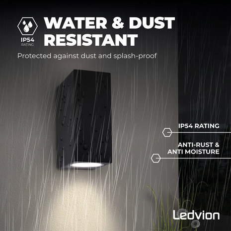 Ledvion Wandlamp Buiten - Cube Zwart - 2 Zijdig Ledvion Wandlamp Buiten - Cube Zwart - 2 Zijdig