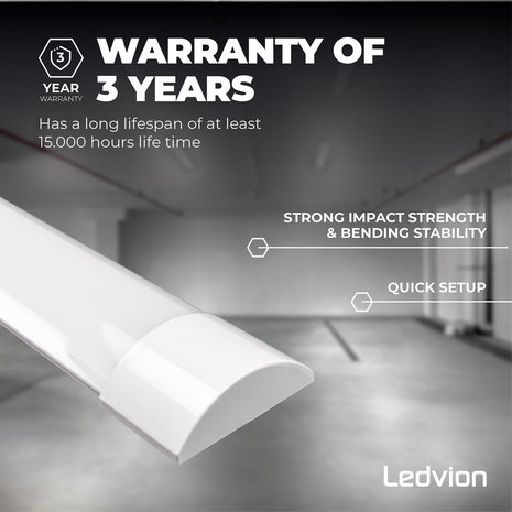 Ledvion LED Batten 120 cm - 40W -  4800 Lumen - 6500K Ledvion LED Batten 120 cm - 40W -  4800 Lumen - 6500K