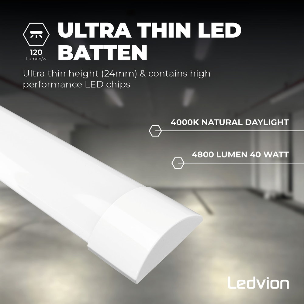 Ledvion LED Batten 120 cm - 40W -  4800 Lumen - 4000K
