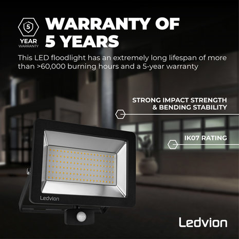Ledvion LED Breedstraler met Sensor 100W – 6500K - Quick Connector - 5 Jaar garantie Ledvion LED Breedstraler met Sensor 100W – 6500K - Quick Connector - 5 Jaar garantie