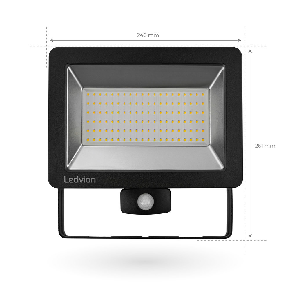 Ledvion LED Breedstraler met Sensor 100W – 6500K - Quick Connector - 5 Jaar garantie Ledvion LED Breedstraler met Sensor 100W – 6500K - Quick Connector - 5 Jaar garantie