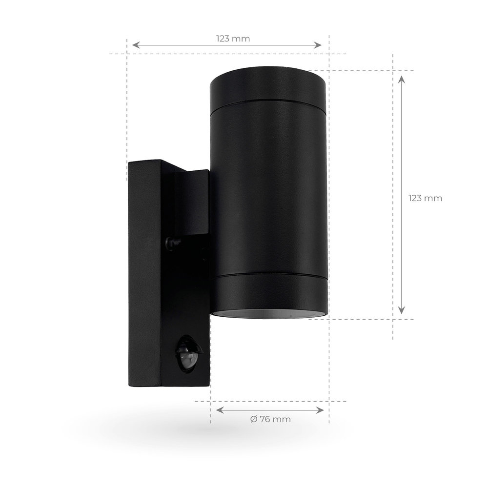 Ledvion LED Wandlamp Nova Up & Down Met Sensor - Zwart - GU10