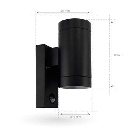 Ledvion LED Wandlamp Nova Up & Down Met Sensor - Zwart - GU10