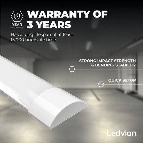 Ledvion LED Batten 60 cm - 20W -  2400 Lumen - 4000K Ledvion LED Batten 60 cm - 20W -  2400 Lumen - 4000K