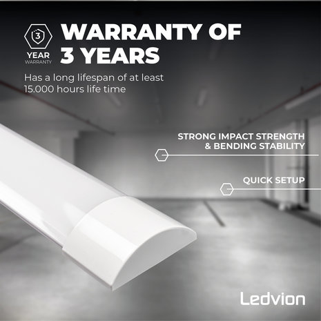 Ledvion LED Batten 60 cm - 20W -  2400 Lumen - 6500K