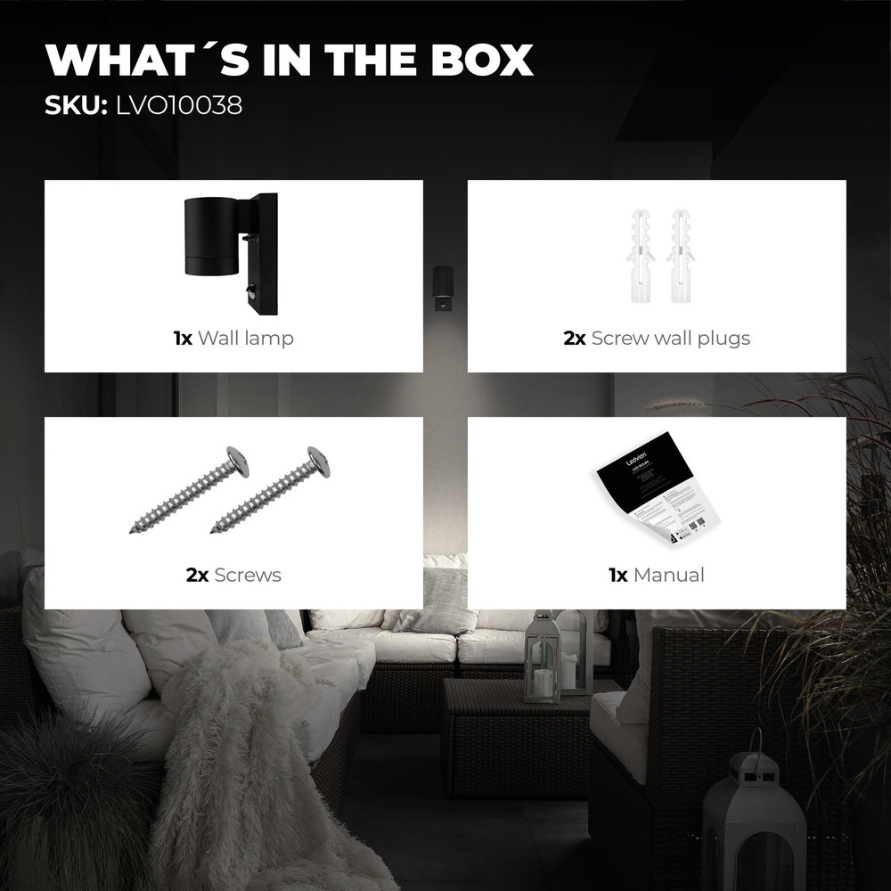 Ledvion Wandlamp buiten Colorado - Zwart - IP54 Ledvion Wandlamp buiten Colorado - Zwart - IP54