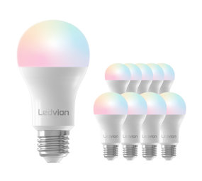 Ledvion Ledvion Smart RGB+CCT E27 LED Lamp - Wifi - Dimbaar - 8W - 10 Pack