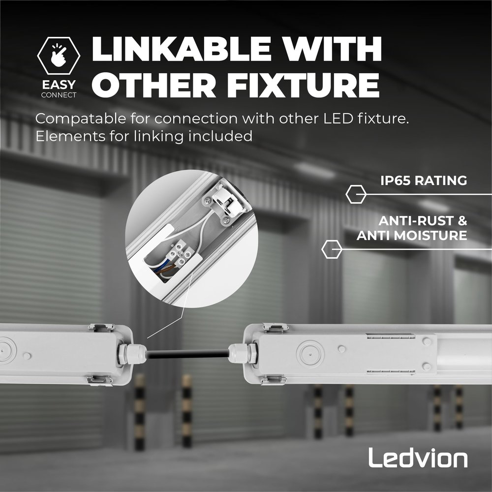 Ledvion LED TL Armatuur 60CM - Koppelbaar - RVS clips