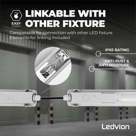 Ledvion LED TL Armatuur 120CM - Koppelbaar - RVS clips