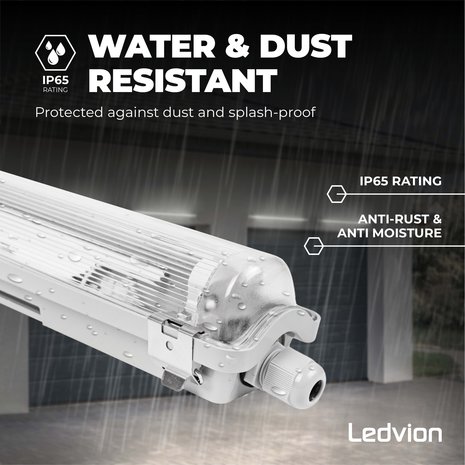 Ledvion LED TL Armatuur 120CM - Koppelbaar - RVS clips