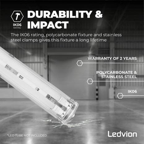 Ledvion LED TL Armatuur 60CM Dubbel - Koppelbaar - RVS clips