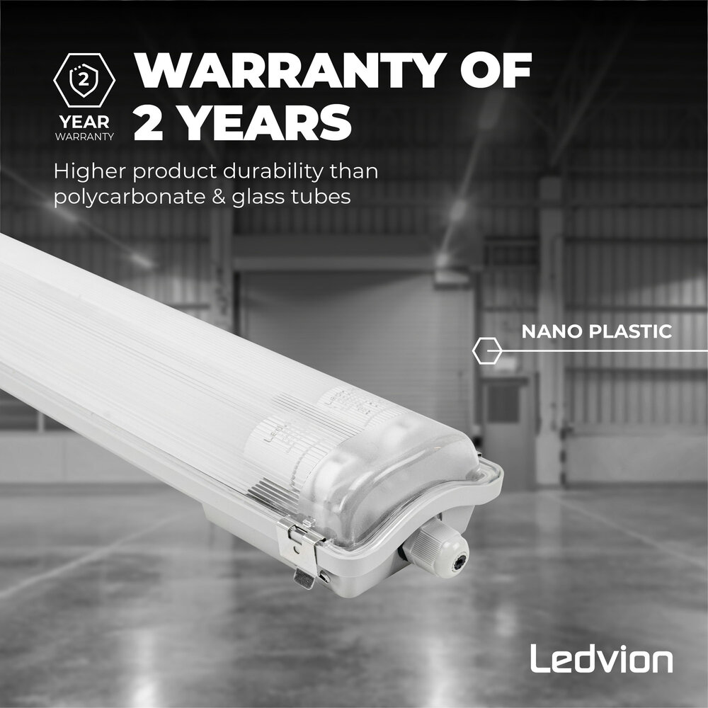 Ledvion LED TL Armatuur 120CM - 24W - 3840 Lumen - 160lm/W - 6500K - IP65 - Incl. LED TL Ledvion LED TL Armatuur 120CM - 24W - 3840 Lumen - 160lm/W - 6500K - IP65 - Incl. LED TL