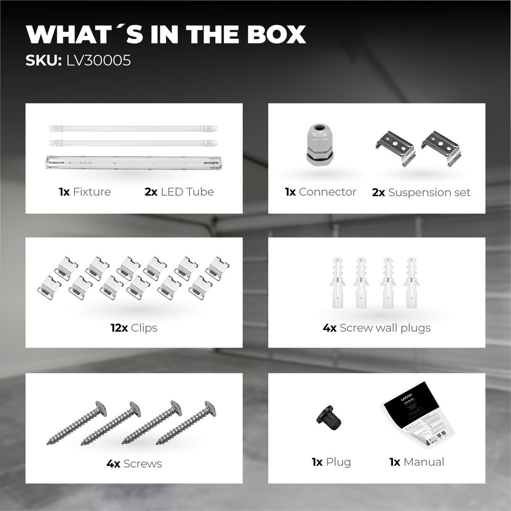 Ledvion LED TL Armatuur 120CM - 24W - 3840 Lumen - 160lm/W - 6500K - IP65 - Incl. LED TL Ledvion LED TL Armatuur 120CM - 24W - 3840 Lumen - 160lm/W - 6500K - IP65 - Incl. LED TL