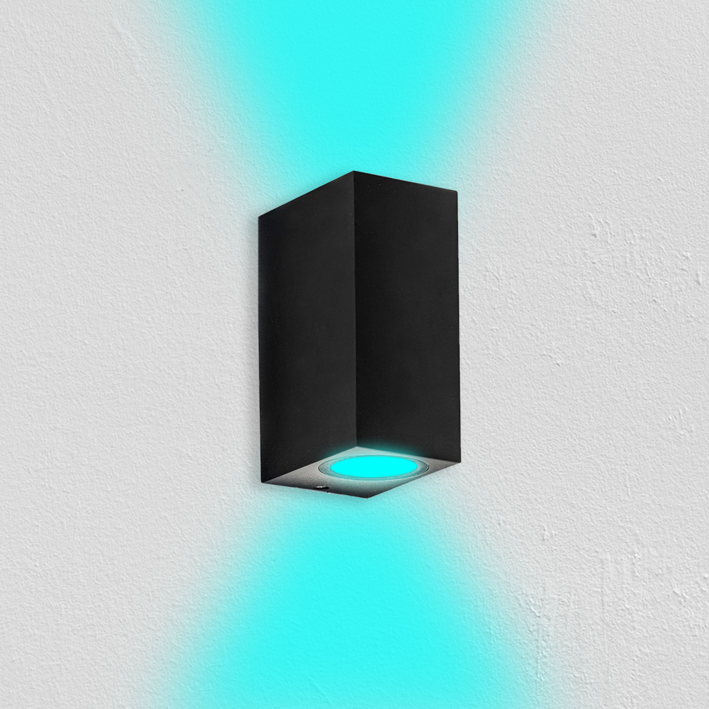 Ledvion Smart Wandlamp Buiten - Cube Zwart - 2 Zijdig Ledvion Smart Wandlamp Buiten - Cube Zwart - 2 Zijdig