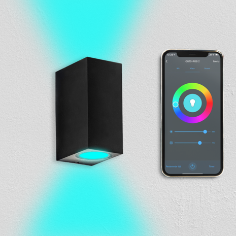 Ledvion Smart Wandlamp Buiten - Cube Zwart - 2 Zijdig Ledvion Smart Wandlamp Buiten - Cube Zwart - 2 Zijdig