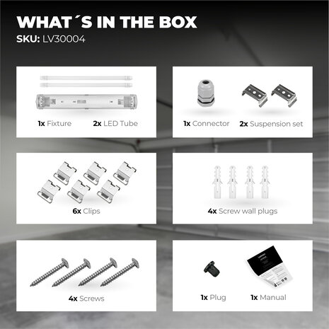 Ledvion Ledvion LED TL Armatuur 60CM - 2x7W - 6500K - IP65 - Incl. LED TL Ledvion Ledvion LED TL Armatuur 60CM - 2x7W - 6500K - IP65 - Incl. LED TL