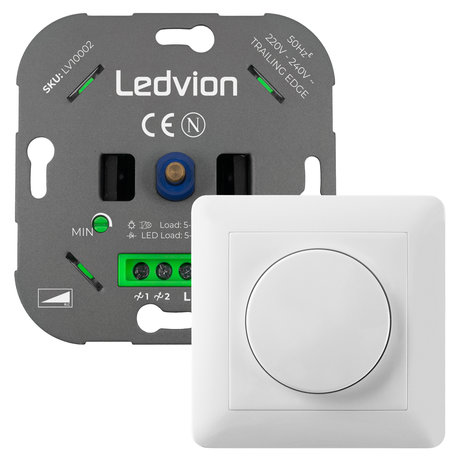 Ledvion LED Dimmer 5-600 Watt 220-240V - Fase Afsnijding - Universeel - Compleet Ledvion LED Dimmer 5-600 Watt 220-240V - Fase Afsnijding - Universeel - Compleet