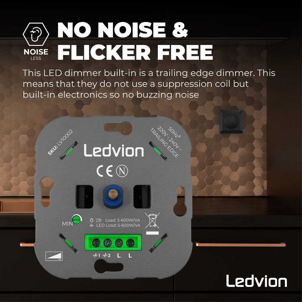 Ledvion LED Dimmer 5-600 Watt 220-240V - Fase Afsnijding - Universeel - Compleet