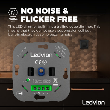 Ledvion LED Dimmer 5-600 Watt 220-240V - Fase Afsnijding - Universeel - Compleet