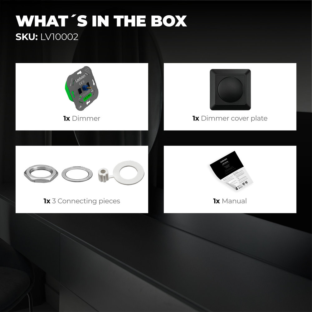 Ledvion LED Dimmer 5-600 Watt 220-240V - Fase Afsnijding - Universeel - Compleet