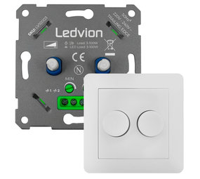 Ledvion LED Duo Dimmer 2x 3-100 Watt - 220-240V - Fase Afsnijding - Universeel - Compleet