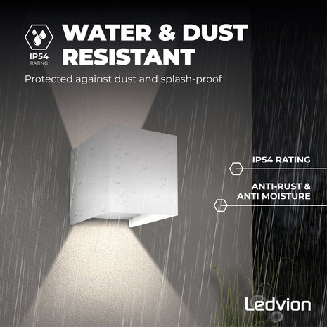 Ledvion Dimbare LED Wandlamp Buiten Wit - Tweezijdig - 3000K -  7W - IP54 Ledvion Dimbare LED Wandlamp Buiten Wit - Tweezijdig - 3000K -  7W - IP54