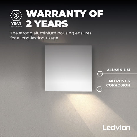 Ledvion Dimbare LED Wandlamp Buiten Wit - Tweezijdig - 3000K -  7W - IP54 Ledvion Dimbare LED Wandlamp Buiten Wit - Tweezijdig - 3000K -  7W - IP54
