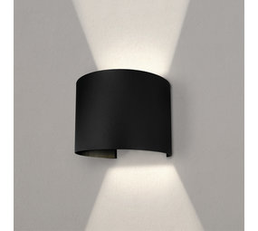 Ledvion Dimbare LED Wandlamp Buiten Rond Zwart - Tweezijdig - 3000K -  7W