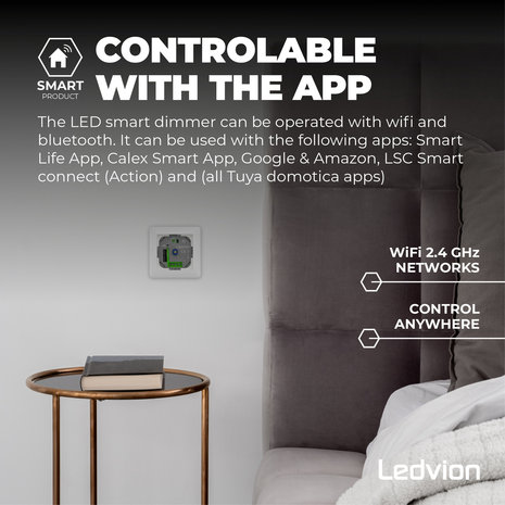 Ledvion Smart WIFI LED Dimmer 5-250W LED 220-240V - Fase Afsnijding - Universeel - Compleet Ledvion Smart WIFI LED Dimmer 5-250W LED 220-240V - Fase Afsnijding - Universeel - Compleet
