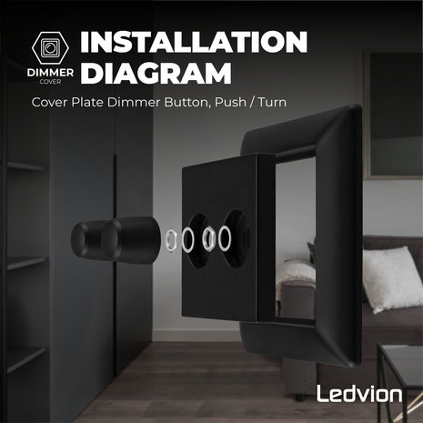 Ledvion LED DUO Dimmerknop - Druk/Draai - Zwart