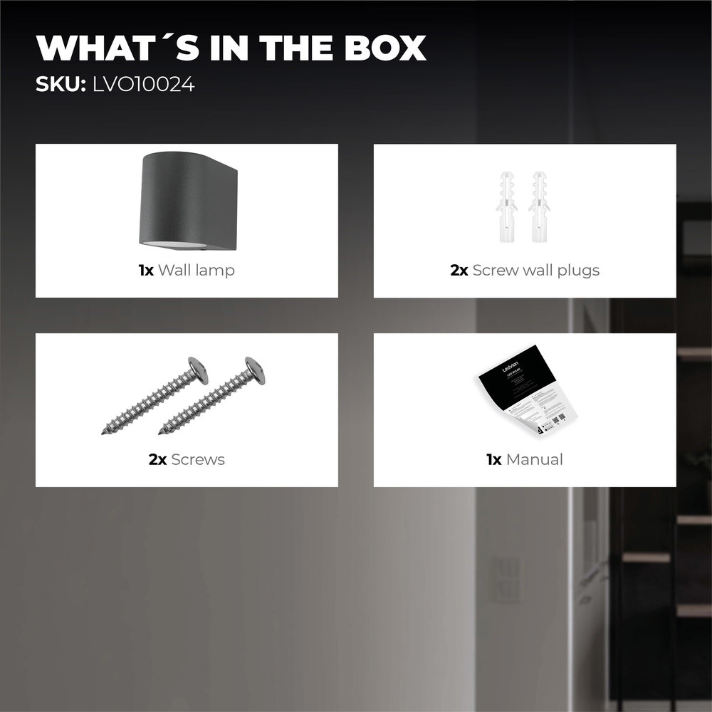 Ledvion Wandlamp buiten - Rond Antraciet - 1 Zijdig Ledvion Wandlamp buiten - Rond Antraciet - 1 Zijdig