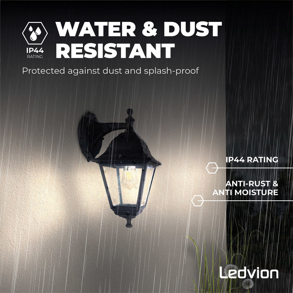 Ledvion Klassieke Wandlamp Buiten Vela S - Zwart - E27 Ledvion Klassieke Wandlamp Buiten Vela S - Zwart - E27