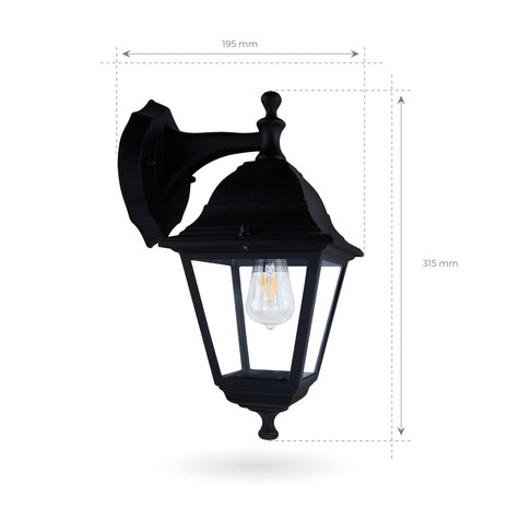 Ledvion Klassieke Wandlamp Buiten Vela S - Zwart - E27 Ledvion Klassieke Wandlamp Buiten Vela S - Zwart - E27